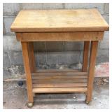 BUTCHER BLOCK KITCHEN CART ON CASTERS
