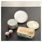 (12pc) ASSORTED JAPANESE CERAMIC AND CHERRY BARK TABLEWARE COLLECTION
