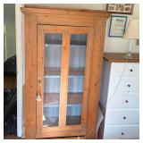 19TH CENTURY LIGHT PINE GLAZED DISPLAY CABINET