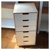 BIRCH PLYWOOD SIX-DRAWER CABINET ON CASTERS