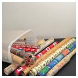 COLLECTION OF ASSORTED HOLIDAY WRAPPING PAPER AND KIRKLAND SIGNATURE RIBBONS