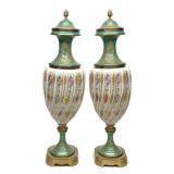 Pair of French Sevres Style Vases (21" tall)