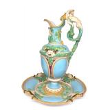 Large Minton Majolica Ewer & Stand (29" Tall)