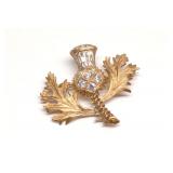 14K Diamond (1.46 cttw) Scottish Thistle Brooch
