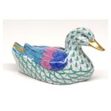 Herend Porcelain Fishnet Duck Figurine #15337