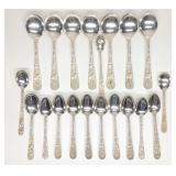 20 Pc Stieff Sterling Silver Repousse Spoon Set