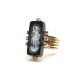 Victorian 14K Rose Gold Diamond Cameo Ring sz 5