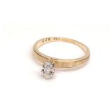 14K Gold Marquise Cut Diamond Solitaire Ring .12ct
