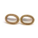 14K Yellow Gold Mabe Pearl Earrings