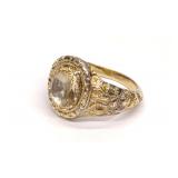 Georgian 14K Gold Repousse Citrine Ring (sz 7.75)