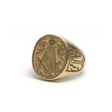 10K Gold Masonic Signet Ring (sz 10)