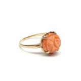 10K Yellow Gold Carved Coral Rose Ring (sz 6)