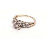 Art Deco 14K W/Y Gold Diamond Ring (sz 3)