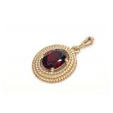 14K Gold Garnet Necklace Pendant