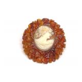 Vintage Carved Bakelite Cameo Brooch