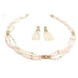 14K Freshwater Pearl Necklace & Earrings Set