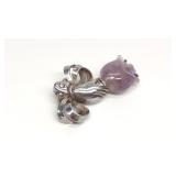 William Spratling Signed Sterling Amethyst Brooch