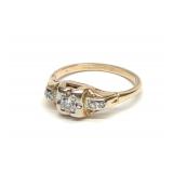 Art Deco 14K Gold Two Tone Diamond Ring (sz 5)