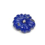 14K Lapis Lazuli & Diamond Floral Pendant