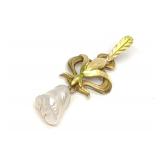 14K Gold & Pearl Fleur de Lis Pendant