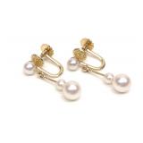 Pr of 14K Yellow Gold & Pearl Clip On Earrings