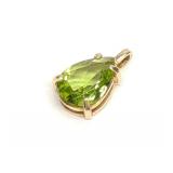 14K Gold Peridot Pear Cut Pendant