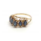 10K Gold Marquise Sapphire Ring (sz 5.75)