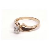 10K Yellow Gold Diamond Solitaire Ring (sz 7)
