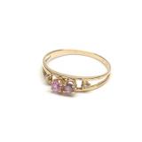 10K Gold Pink Tourmaline & Smoky Quartz Ring