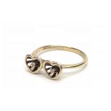 Vintage 10K Gold Diamond Double Heart Ring sz 7.25