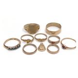 10 Antique 10K Gold Infant & Child Rings