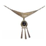 Nakai Navajo Sterling Silver Onyx Signed Necklace