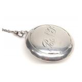 Antique Sterling Poudrier Powder Compact Necklace