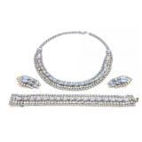 Kramer Blue Glass Necklace, Bracelet & Earring Set