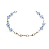 Vintage Miriam Haskell Signed Blue Glass Necklace