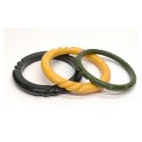 3 Vintage Carved Bakelite Bangle Bracelets
