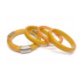 4 Vintage Butterscotch Bakelite Bangle Bracelets