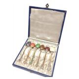 Swedish .800 Silver 6pc Demitasse Enamel Spoon Set