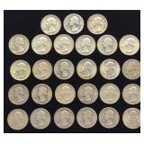(27) 1935-64 90% Silver Quarters