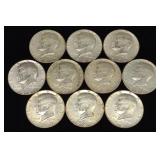 (10) 1964-69 Kennedy Half Dollar US Coins