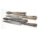 Pair of Antique Goucho Spanish Embossed Knives