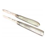 2 English Sterling Pearl Handle Folding Knives