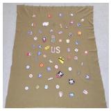 WWII US Military Wool Patch Blanket
