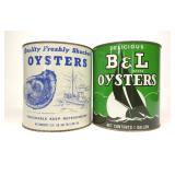 2 Vintage 1 Gal Oyster Cans (B&L, Tidewater Clam)