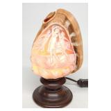 Antique Cameo Carved Conch Shell Lamp