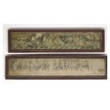 2 Antique Silk Tapestry Art Pieces of Treaty Scene
