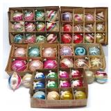 52 Vintage Glass Stencil Mica Christmas Ornaments