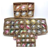 (45) Vintage Glass Striped Christmas Ornaments