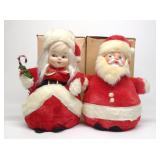 Vintage Stuffed Rubber Face Santa & Mrs. Claus