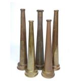 5 Vintage Brass Fire Nozzles